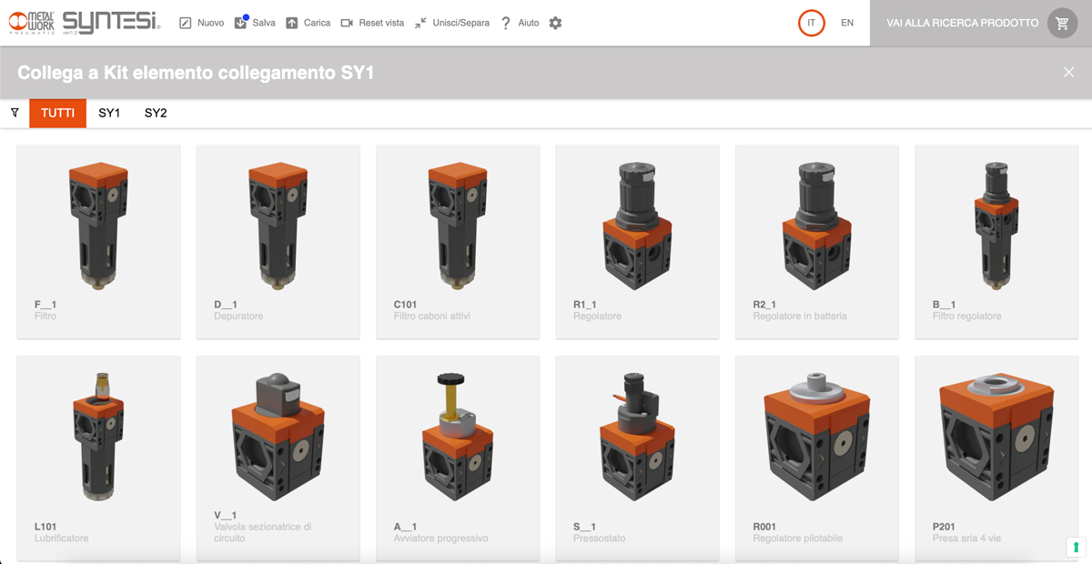 menu prodotti configuratore Syntesi